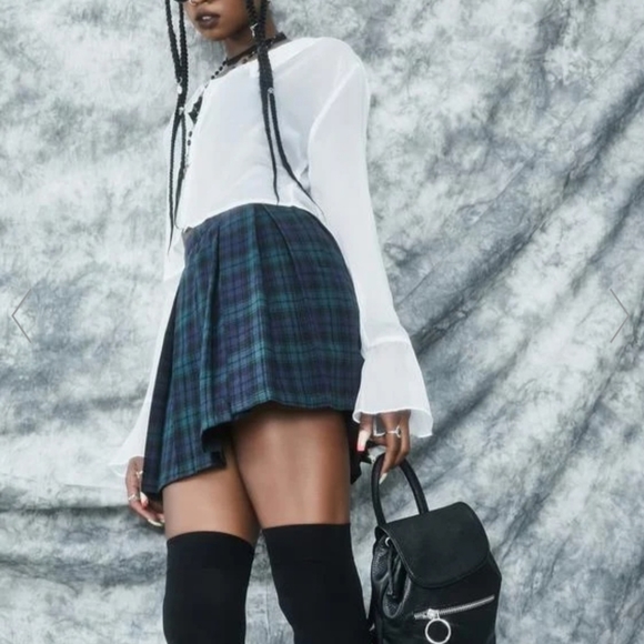 dELiA*s High School Hexes Plaid Pleated Skirt - Picture 2 of 6